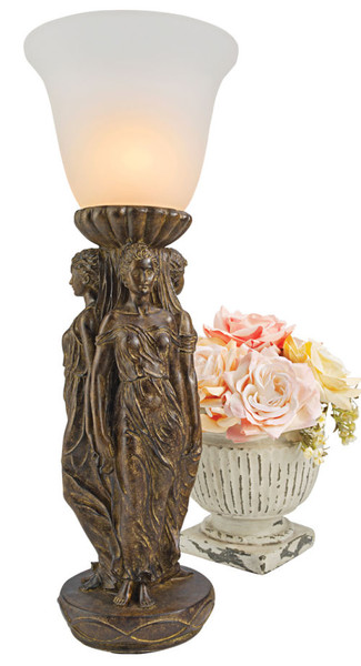 Three Graces Tabletop Torchiere Lamp Statue